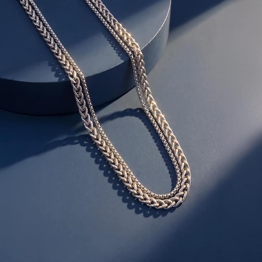 Peora Men's Cuban Chain Necklace - Silver