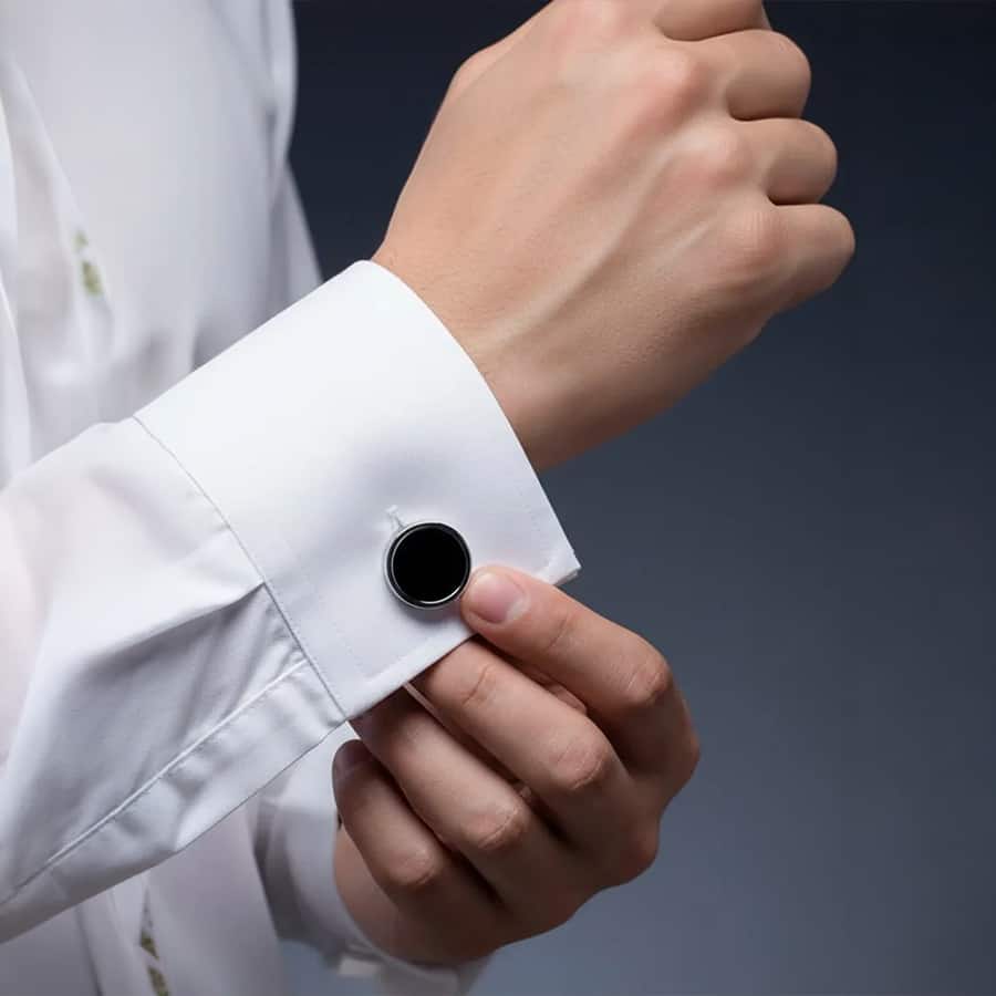 Peora Formal Midnight Silver Dial Cufflinks