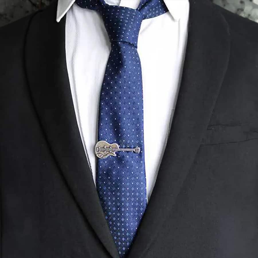 Peora Musician Guitar Silver Tie Pin