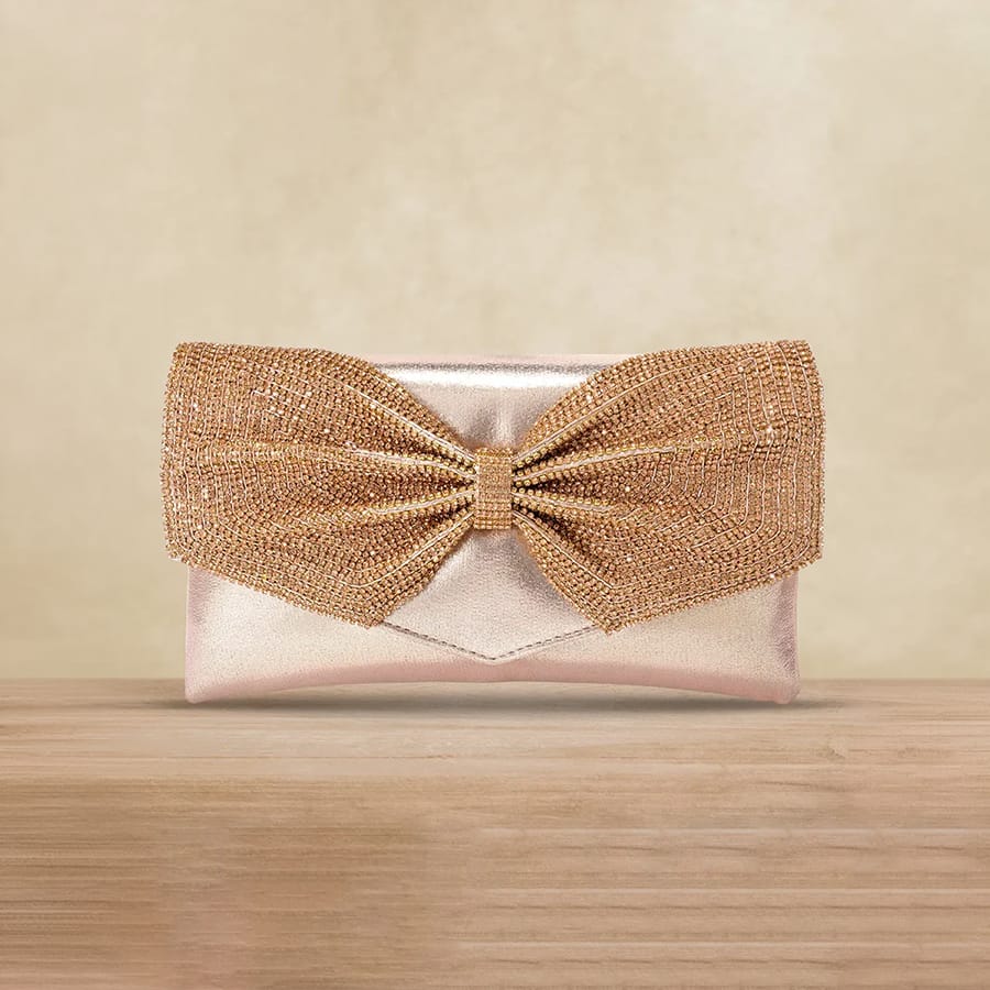 Eternal Glam Bead Bow Statement Purse - Copper