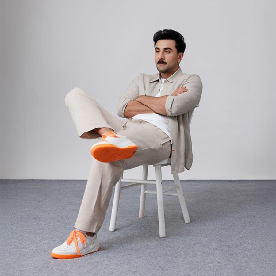 Leather Low Top Sneaker - Orange