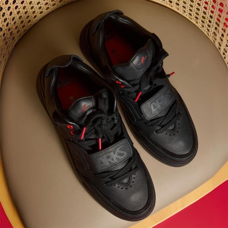 Black Leather Mid Top Sneaker