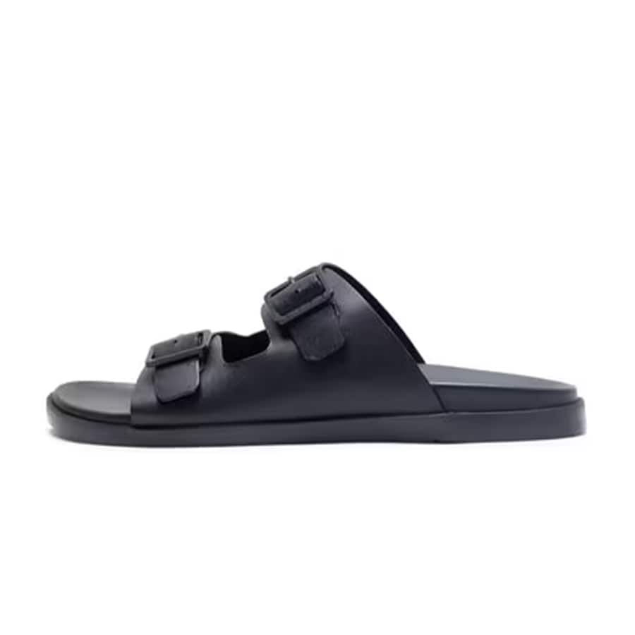 RARO - BLACK DOUBLE-BUCKLE SUEDE SANDALS
