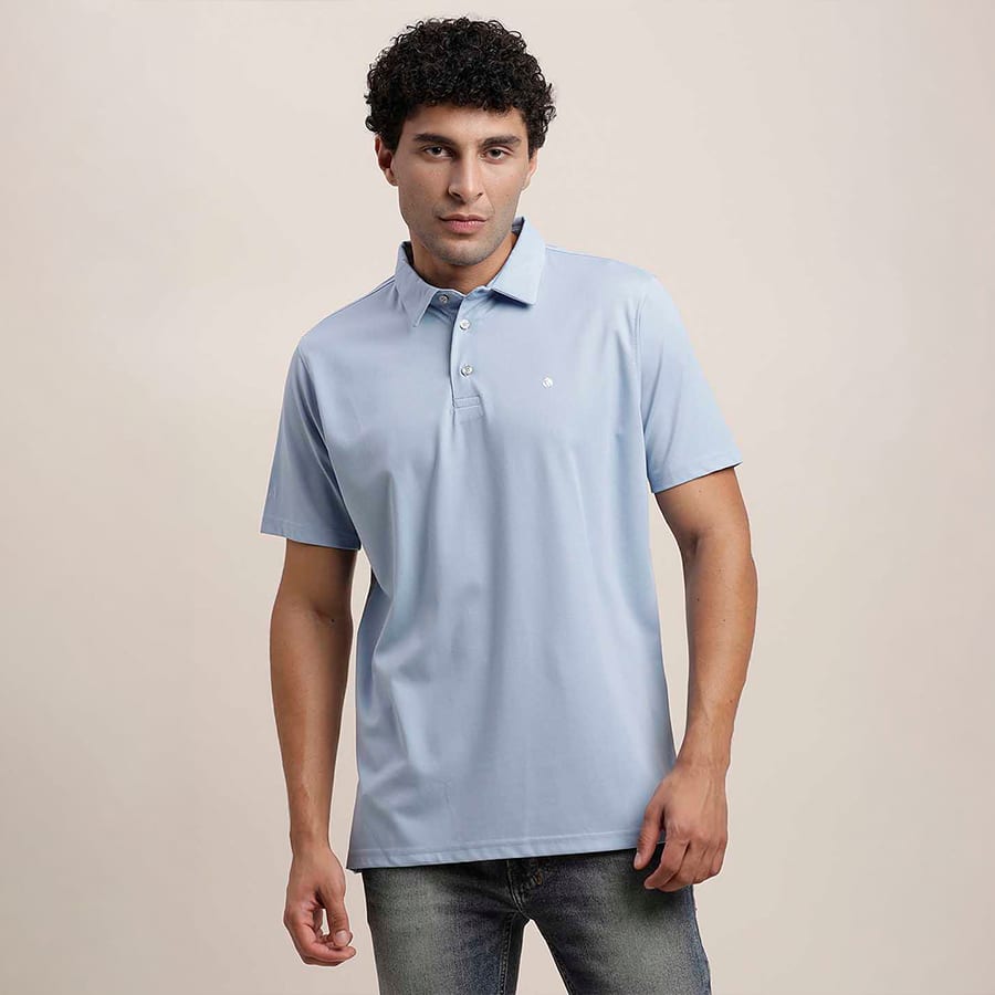 Sky Blue Plain Polo T-Shirt