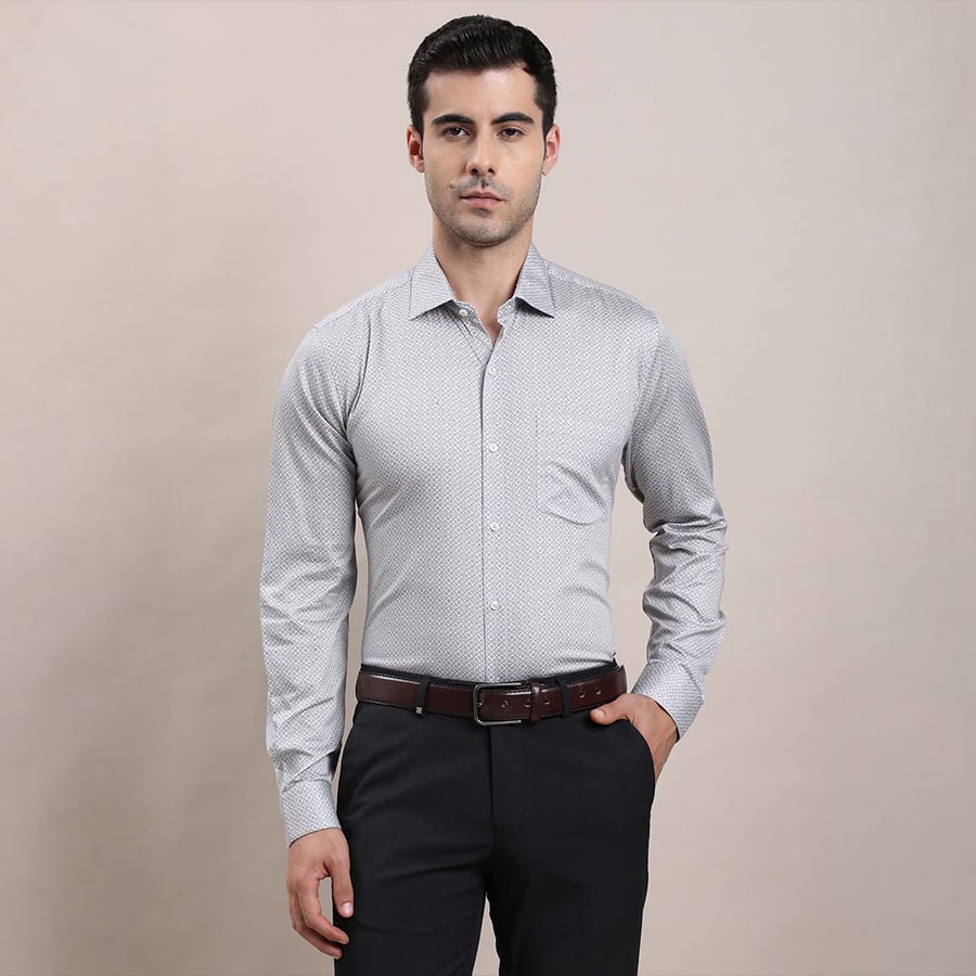 Mint Green Pure Cotton Printed Slim Shirt