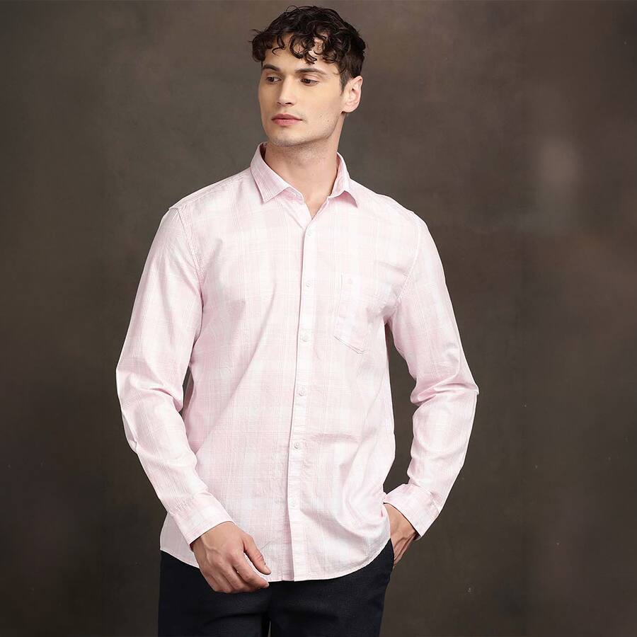 Pink Twill Cotton Casual Shirt