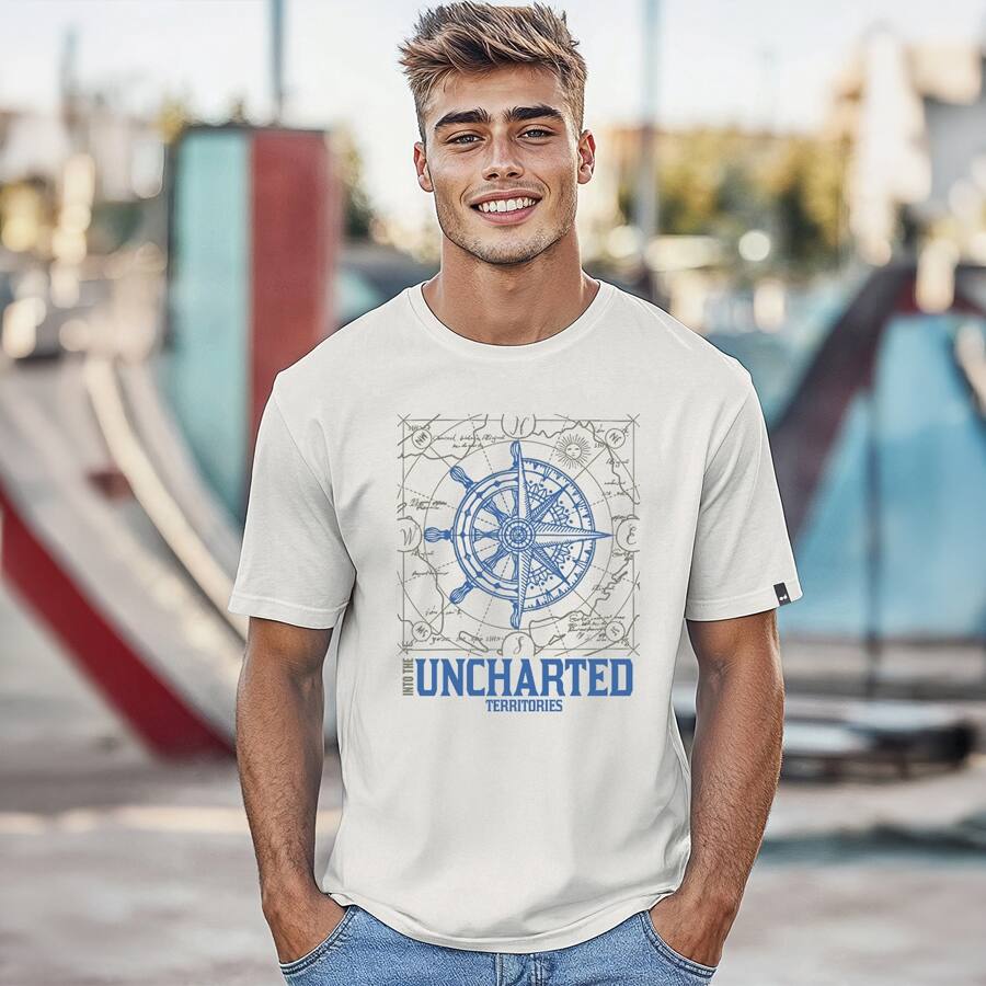 Men's Grey Uncharted Graphic Printed T-shirt