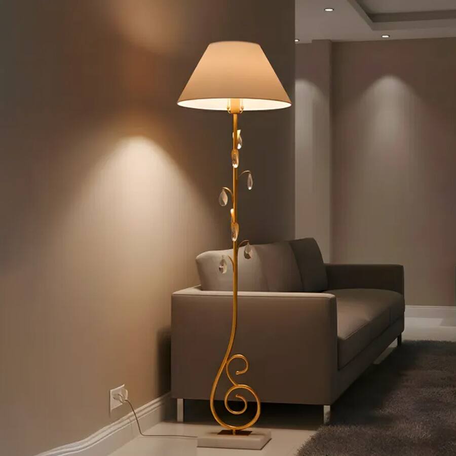 Elowen (Gold, White) Marble Floor Lamp