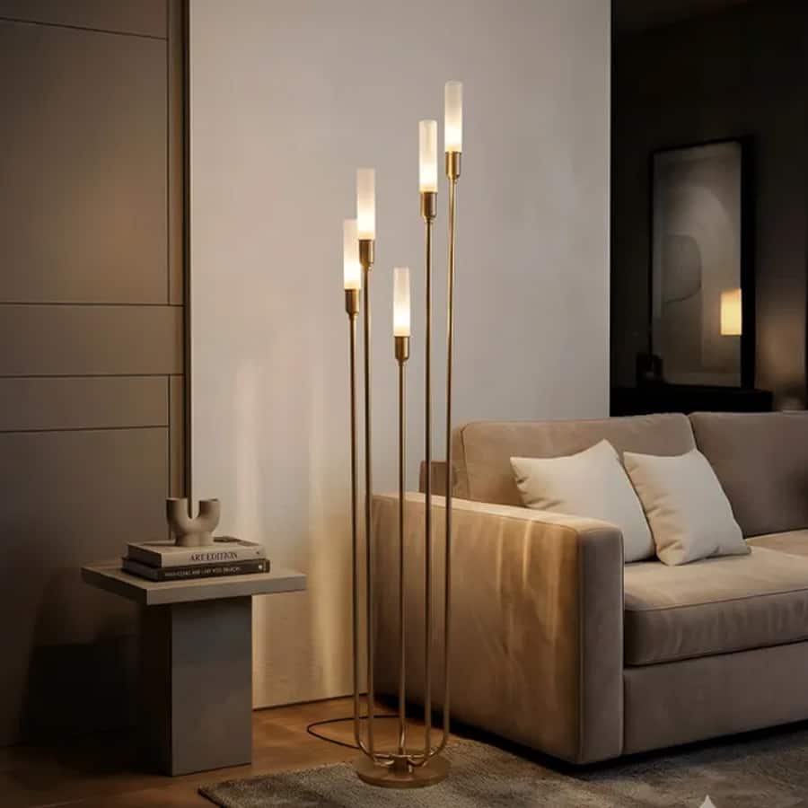 Cavendish (Gold) Frosted Glass Floor Lamp