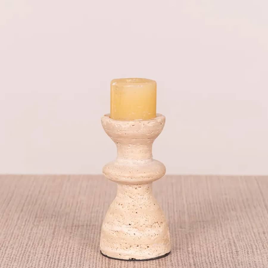 Otherly Love (Medium, Beige) Marble Candle Holder