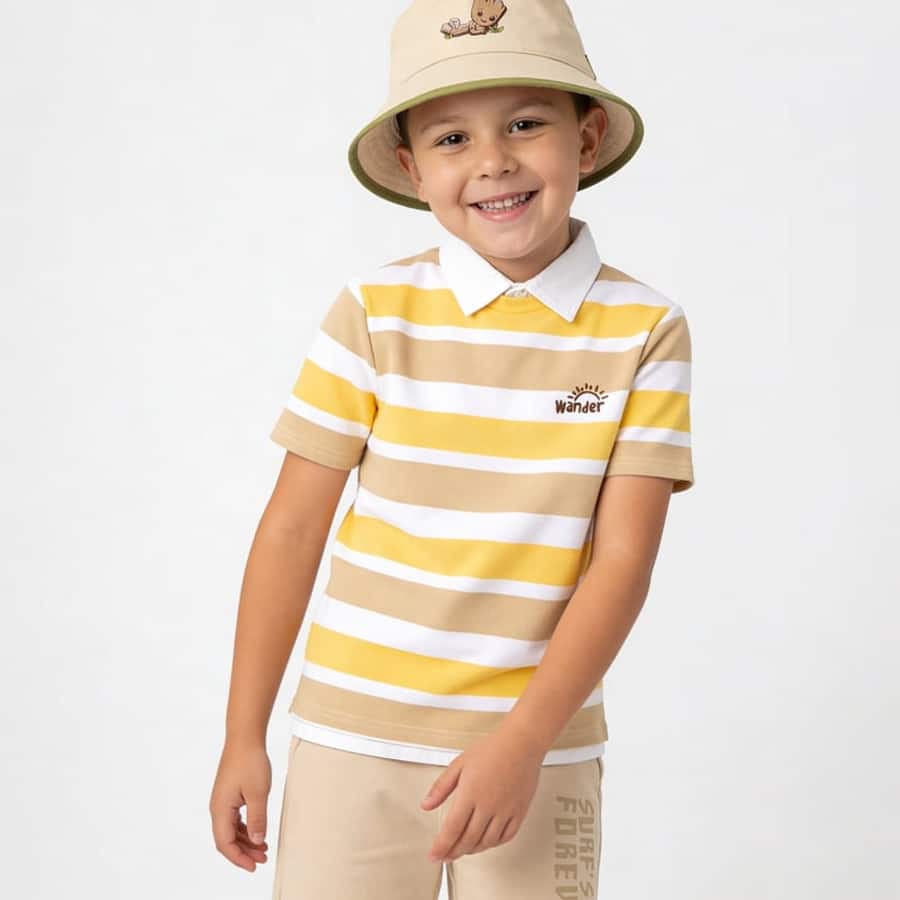 FAME FOREVER Boys Striped Polo T-shirt