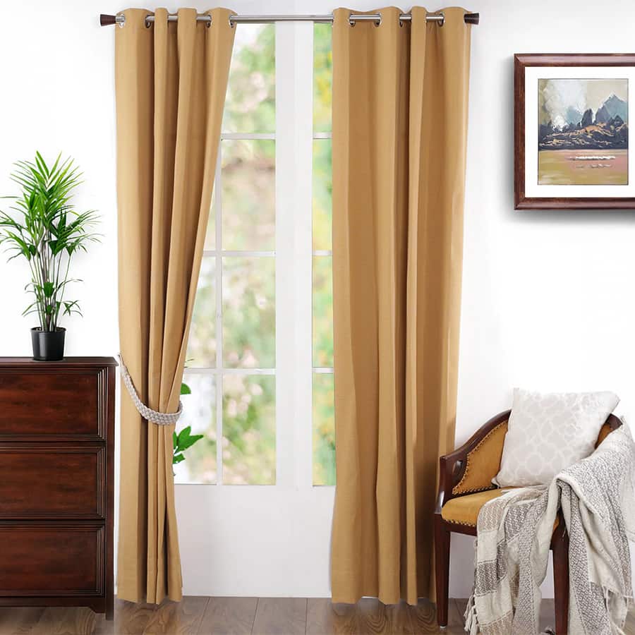 Two Color Rib Woven Yard Dyed Curtain Set