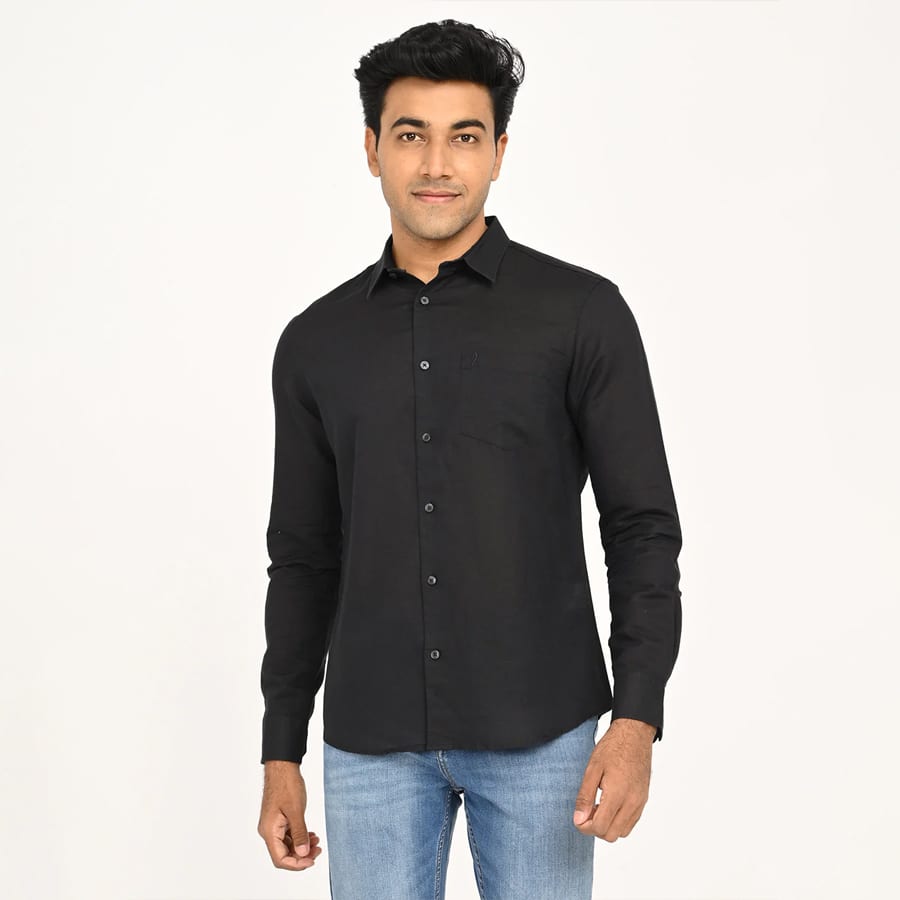 Men's Solid Full Sleeve Cotton Blend Shirt