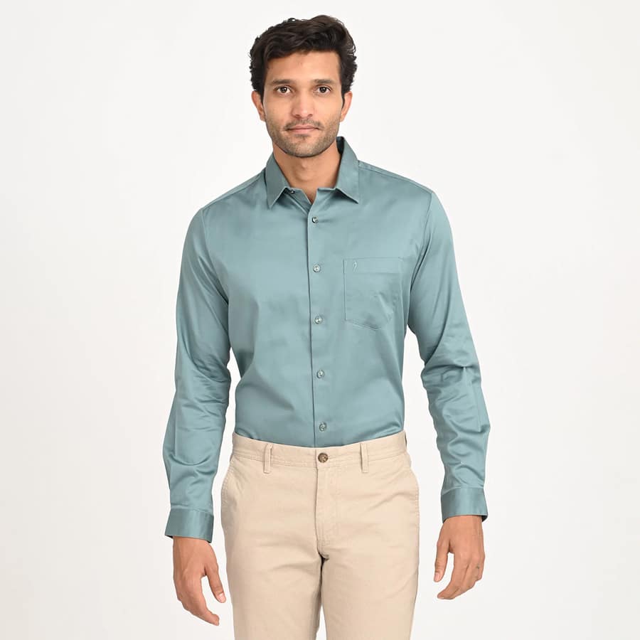 Men's Solid Full Sleeve Cotton Stretch Shirt