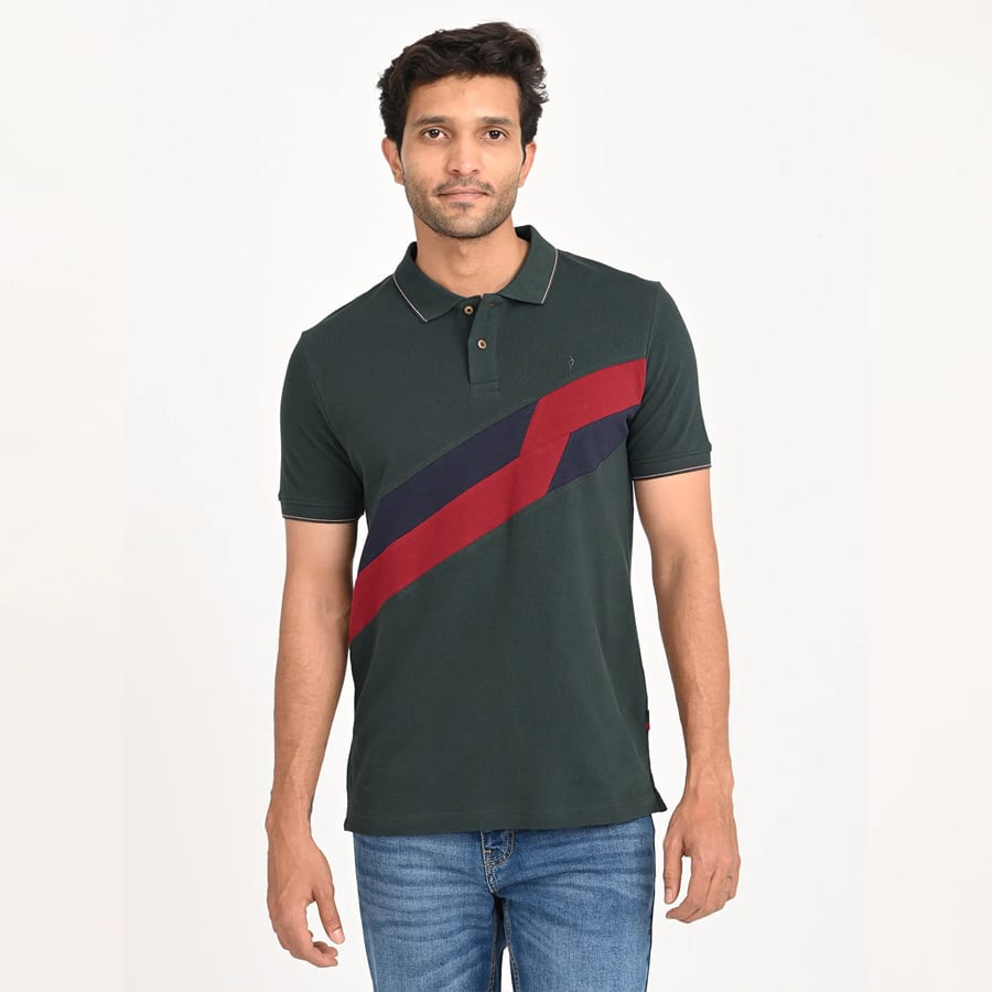 Men's Color Block Polo T-Shirt
