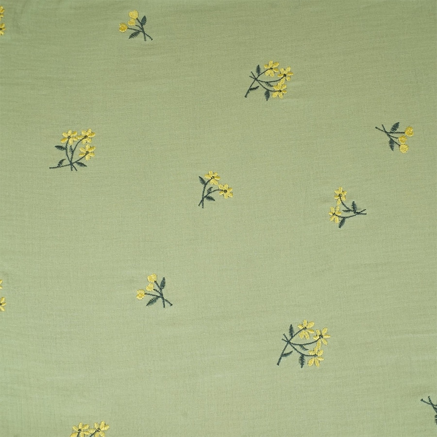 Light Green Hand embroidery Double Cotton PDM-29471