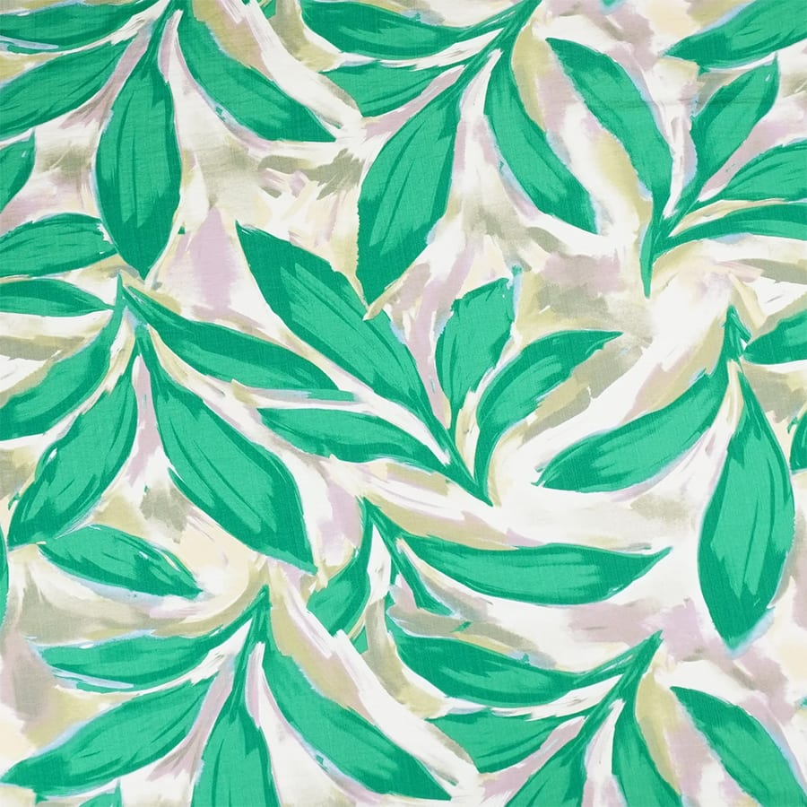 Green With Multicolor Abstract Print Viscose Linen PDM-29476