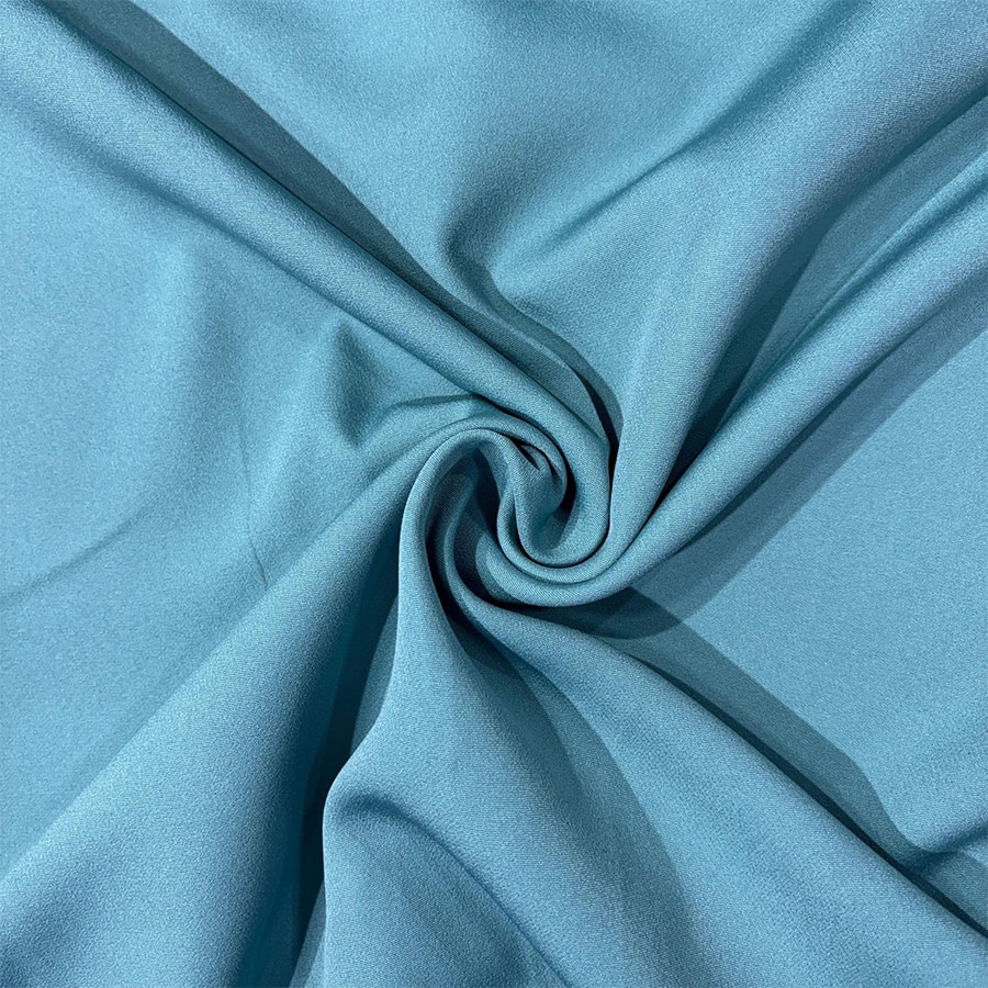 Teal Blue Solid Banana Crepe Fabric 8770
