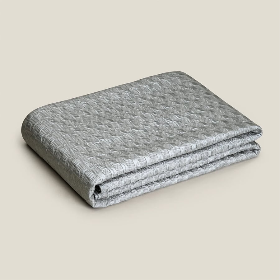 Symmetra Grey & Blue Reversible Bedspread