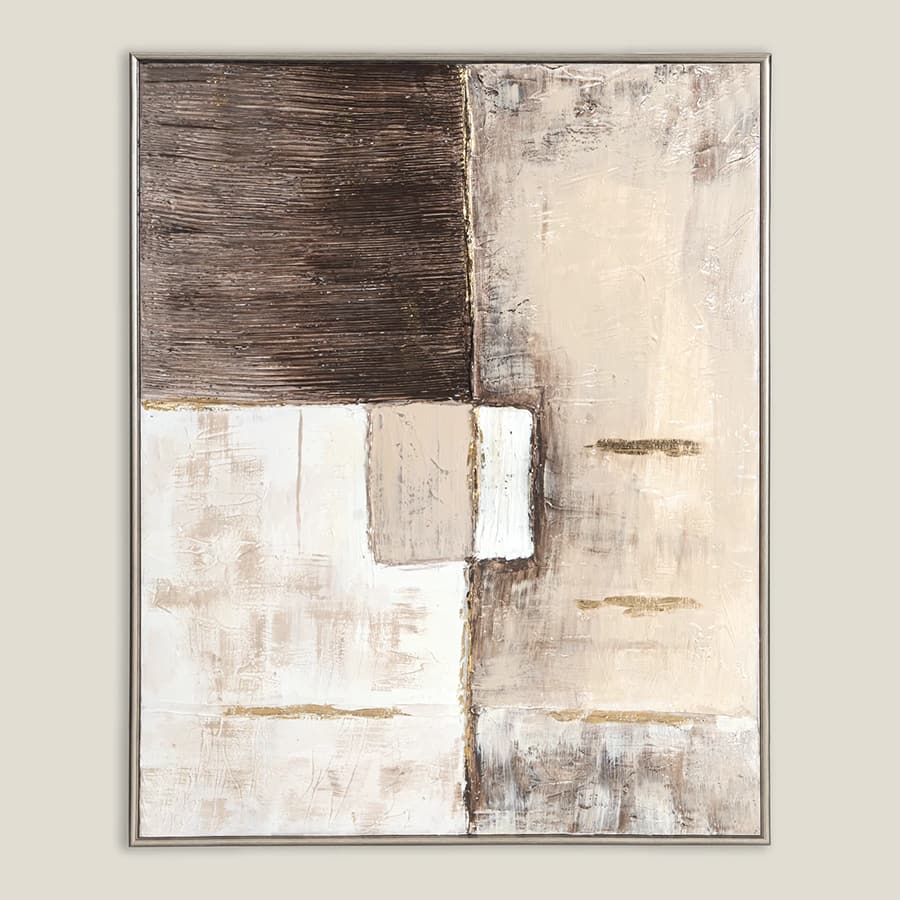 Sepiascape Handcrafted Textured Abstract Canvas – Beige & Brown