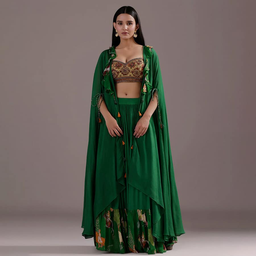 Embroidered Cutdana Lehenga Set with Stylish Shrug