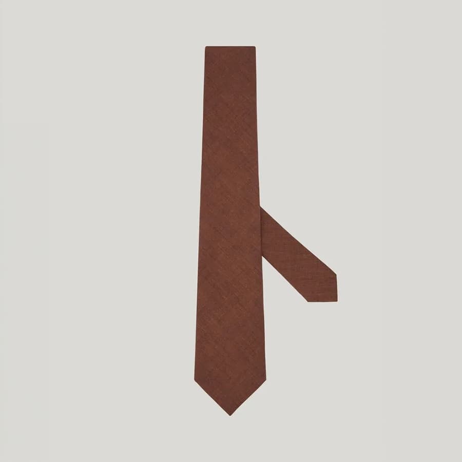 Brown printed wool tie