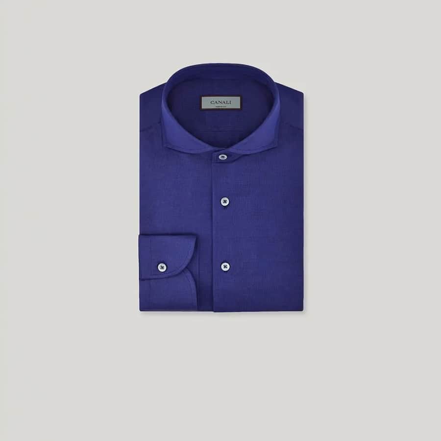 Regular fit shirt in blue cotton jersey