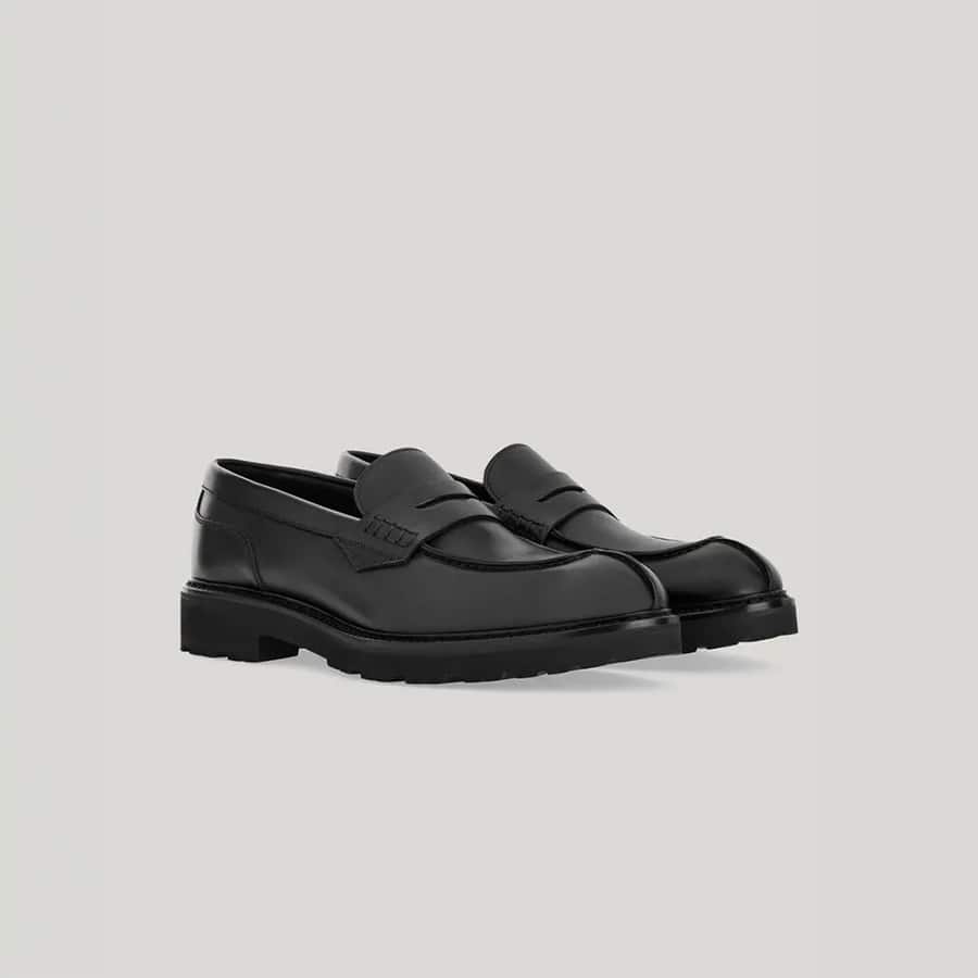 Black smooth calfskin College loafers with ultralight sole