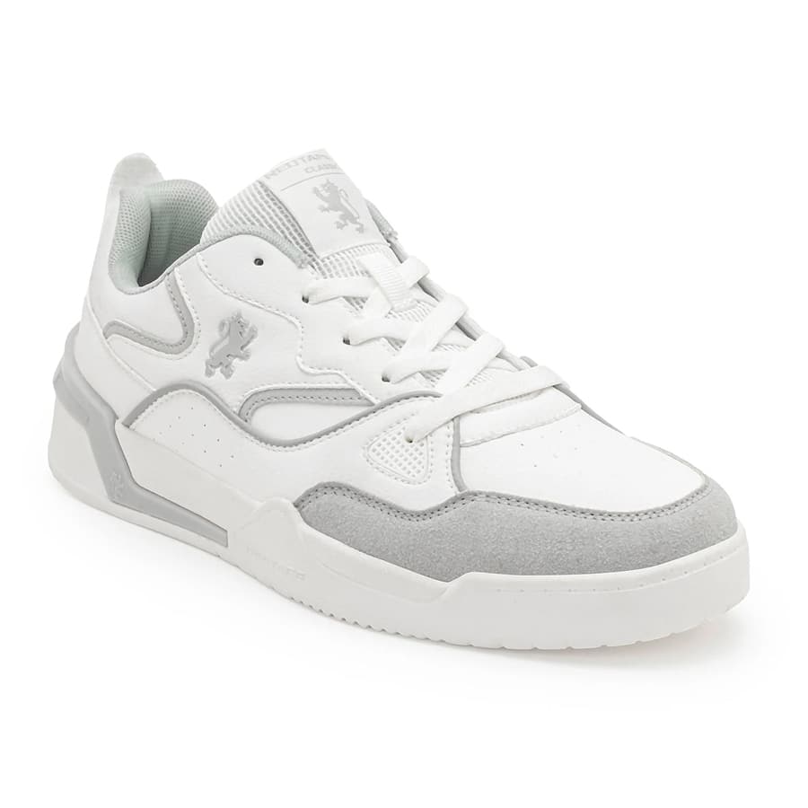 Sneakers for Men in White and Grey | Casual Low-Cut Lifestyle Shoes.