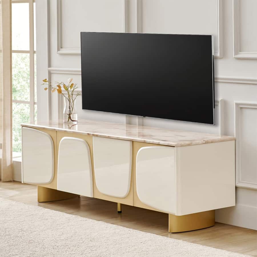 Alchemy Faux Marble Top TV Unit - Cream
