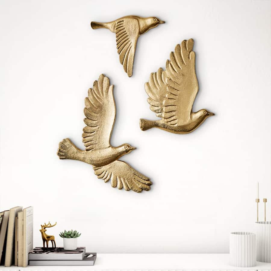 Panorama Flare Set of 3 Metal Flying Birds Decorative Wall Accent