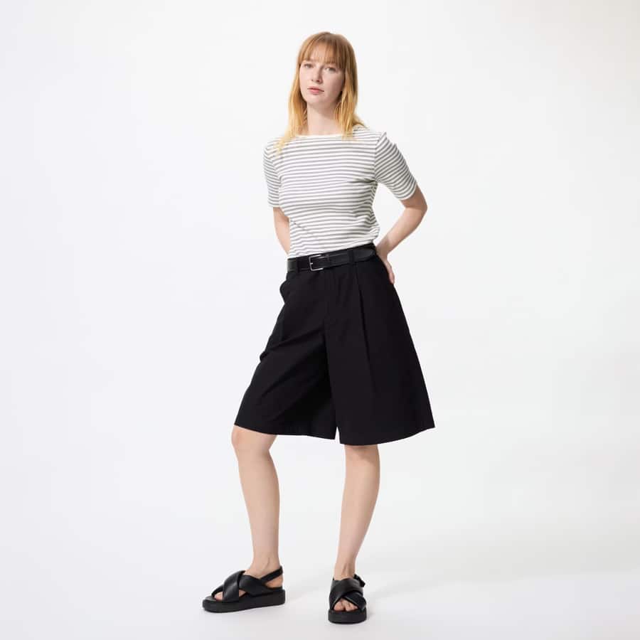 Ribbed Boat Neck T-Shirt