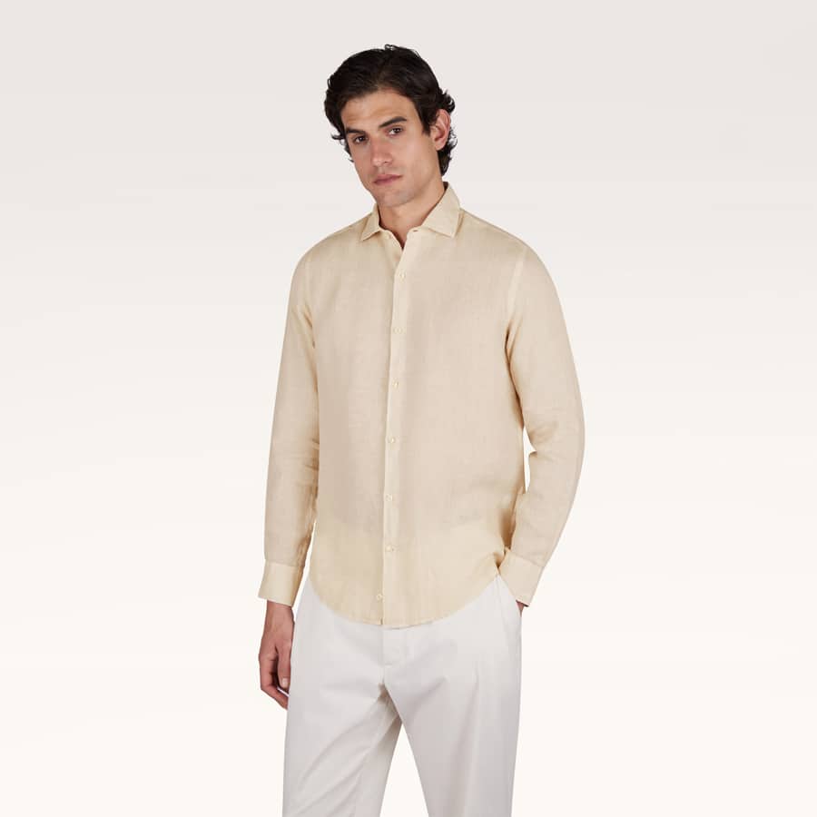 Garment‑dyed linen shirt