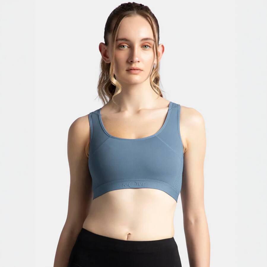 Wirefree Padded Full Coverage Racerback Styling Sports Bra with StayFresh and StayDry Treatment - Frost