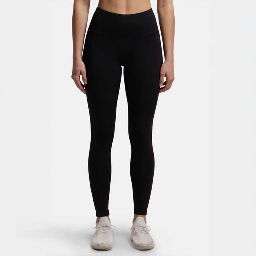 Microfiber Elastane Stretch Performance 7/8th Leggings with Broadwaistband & Back Pocket -Black