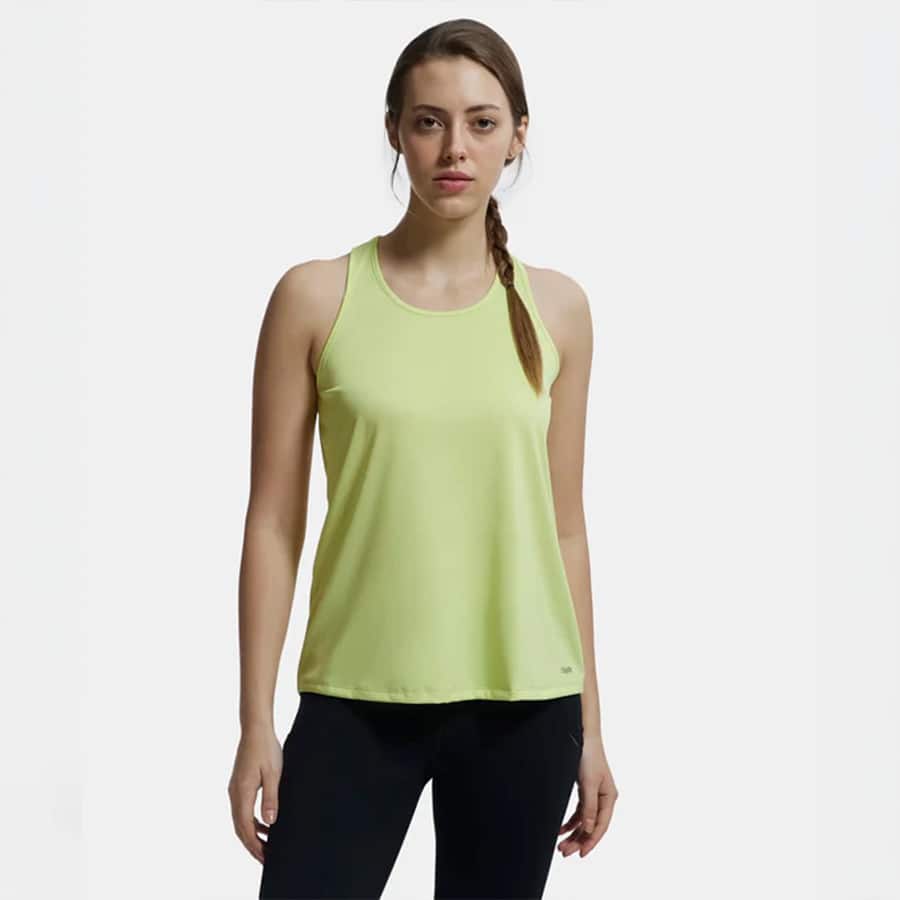 Microfiber Fabric Graphic Printed Racerback Styled Tank Top - Daiquiri Green