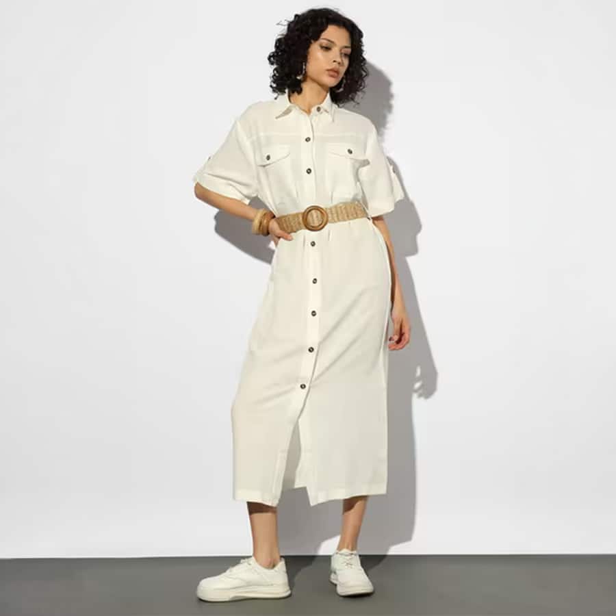 Midi Shirt Dress with Belt