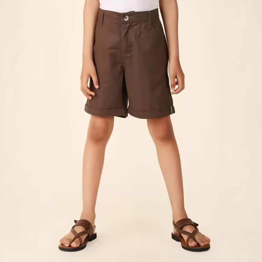 Green Cotton Shorts With Horn Button