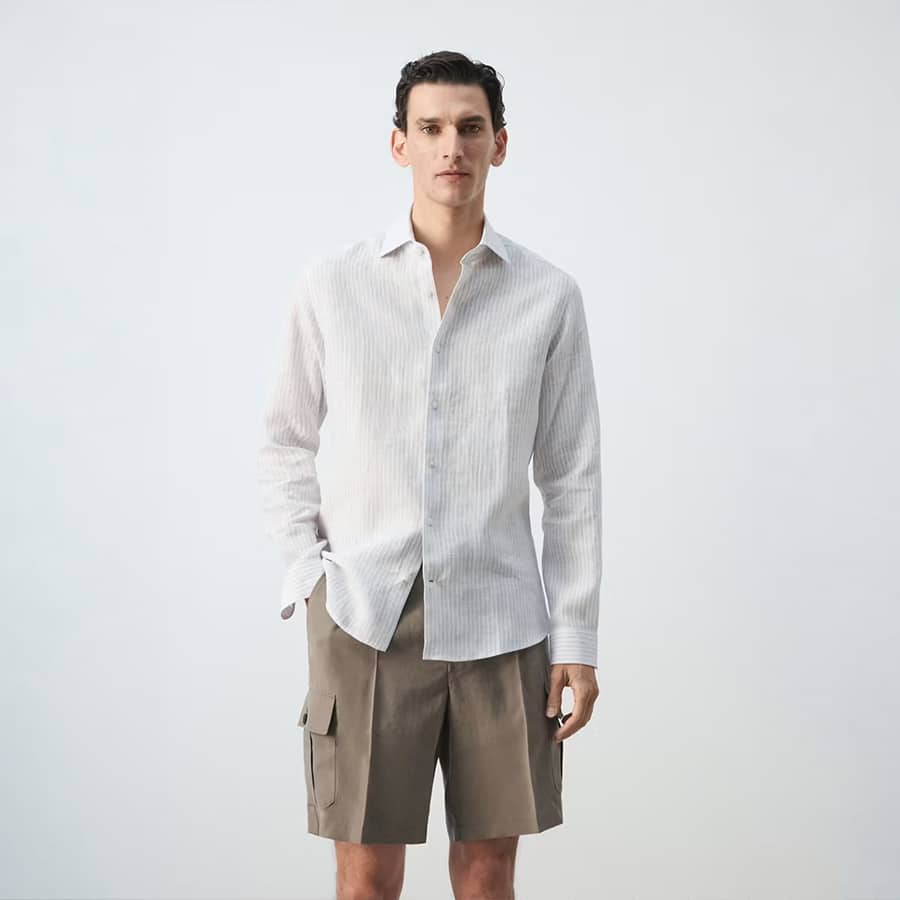 100% linen slim-fit shirt
