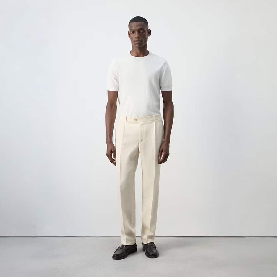 Regular fit trousers in a lyocell-linen blend