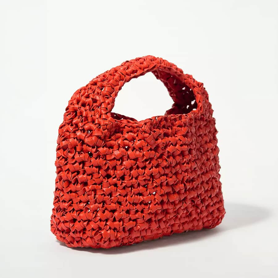 Handmade woven leather handbag