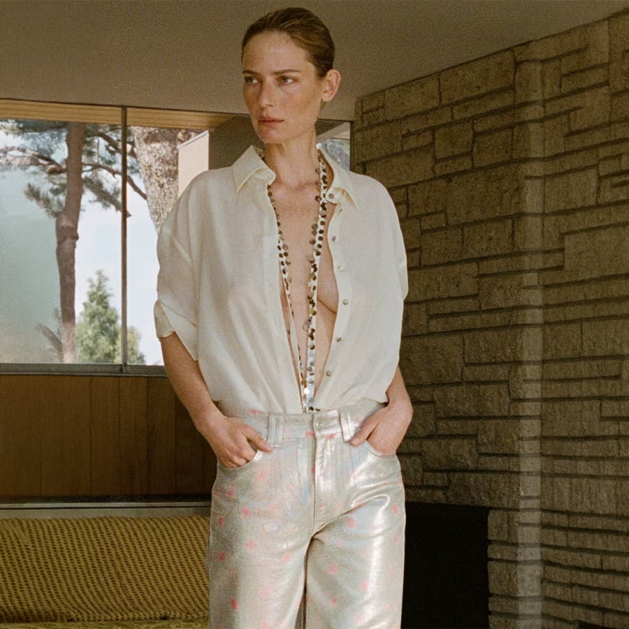 Semi-transparent shirt with beaded belt