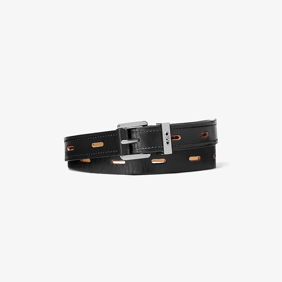 Cutout Leather Blend Belt