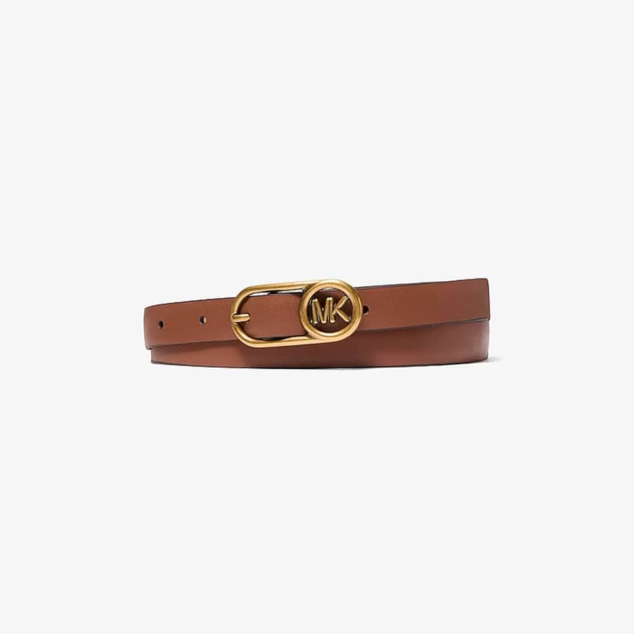 Logo Buckle Leather Belt