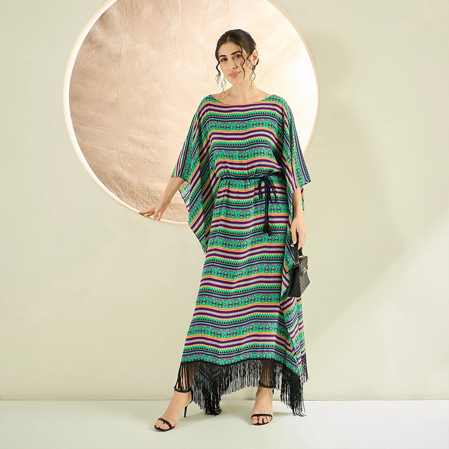 Green Aztec Poncho Dress