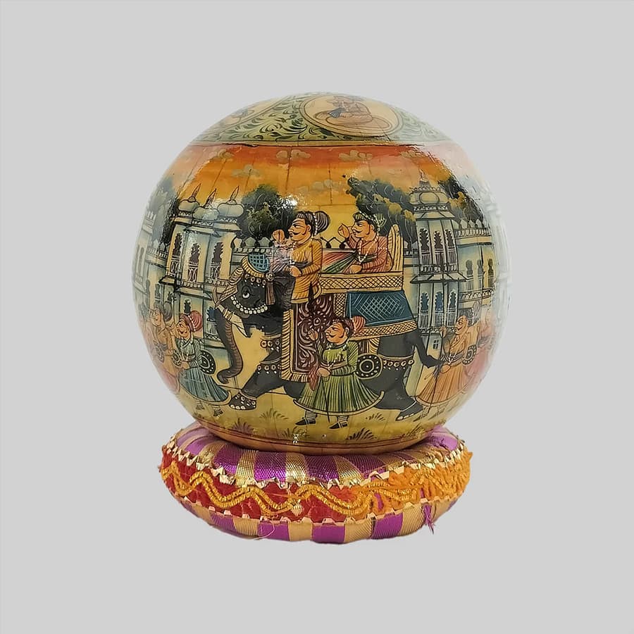 Camel Bone Ball with Miniature Painitng 6 in