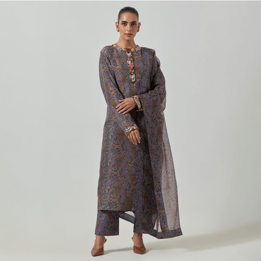 Cornflower Silk Kurta Set