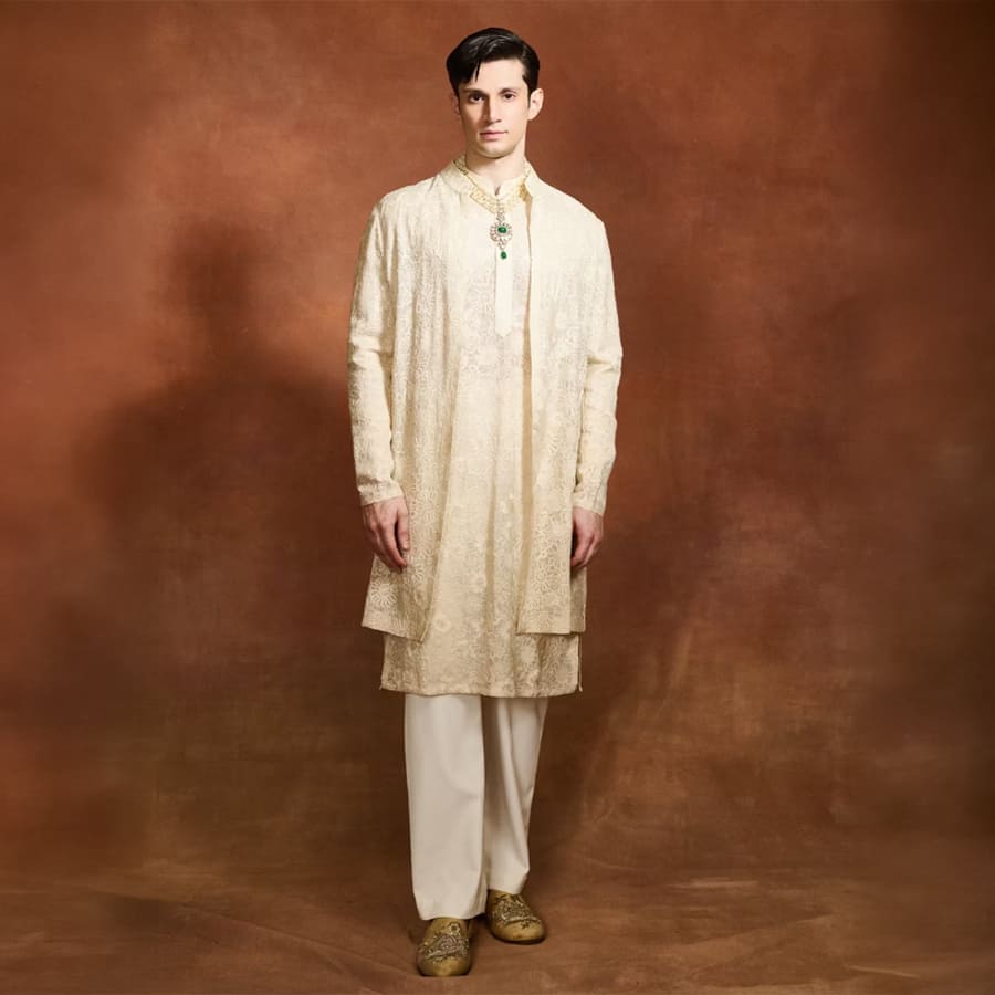 Ivory Layered Kurta Set