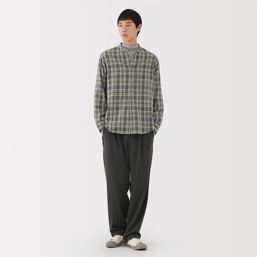 M's Flanne Stand collar L/S Shirt (OS)