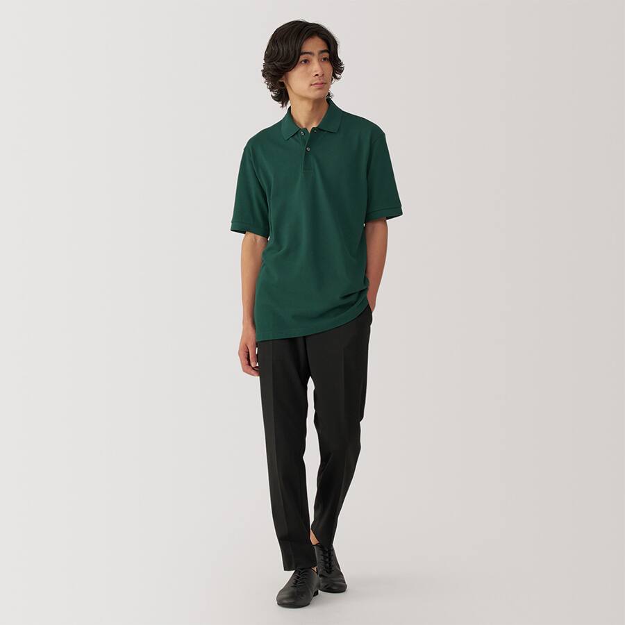 Washed pique polo shirt